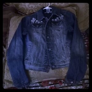 Denim jacket with flower design